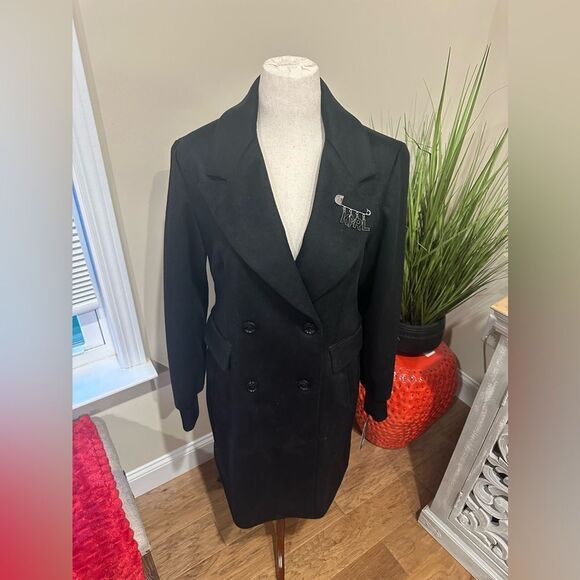 Karl LAGERFELD Wool Women's Black Double-Breasted Coat NWT - Picture 1 of 9